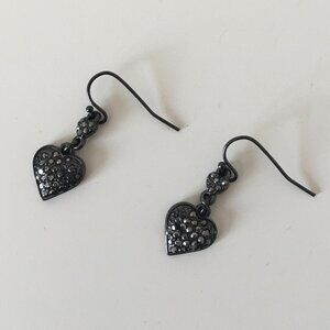 Express Pave Heart Dangle Earrings